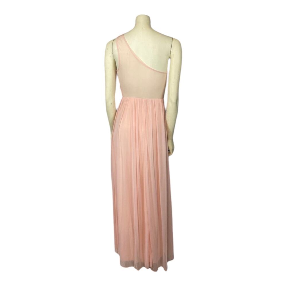 B. DARLIN Pale Peach Sequin & Chiffon one shoulder Gown size 3/4 - Picture 9 of 12